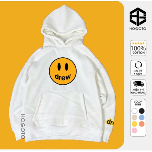 Áo nỉ Hoodie Drew house mặt cười Hogoto shop , áo nỉ bông hoodie unisex nam nữ