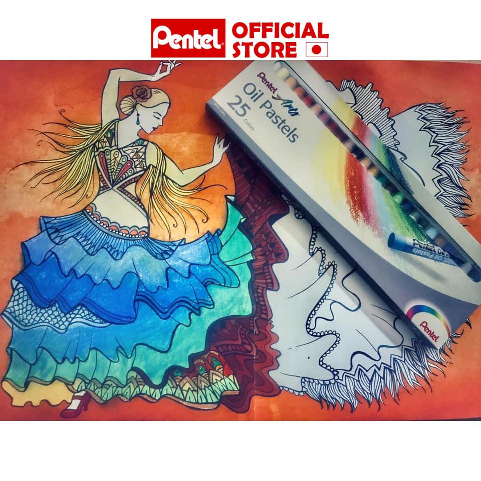 Sáp Dầu Pentel Oil Pastel PHN-12/16/25/36/50  | Bám Mọi Loại Giấy Vẽ | Lên Màu Chuẩn | An Toàn Sức Khỏe
