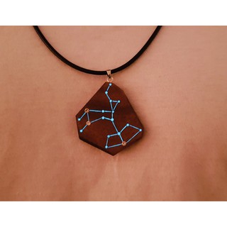Mặt dây chuyền bằng gỗ resin phát sáng theo tính cách 12 cung hoàng đạo+tặng dây da
