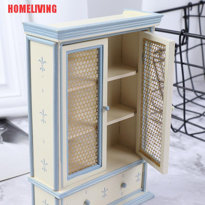 Mô Hình Tủ Chén Màu Trắng Tỉ Lệ 1: 12 Trang Trí Nhà Búp Bê