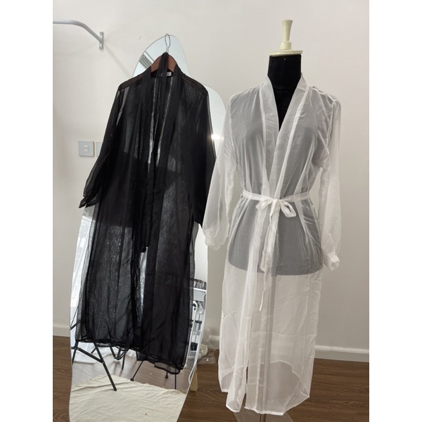 ẢNH THẬT Loại 1 áo choàng đi biển voan lụa dài có viền và dây thắt nơ thời trang đi biển sexy