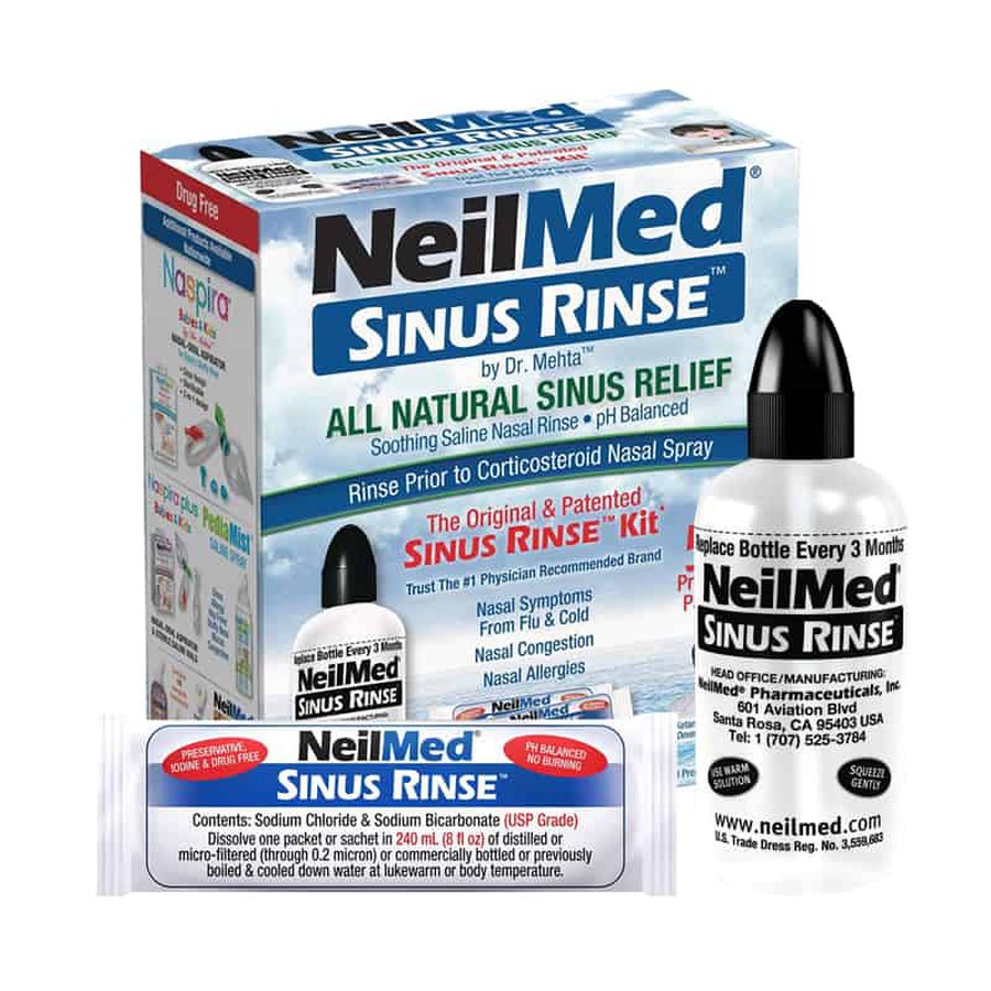 Bình Rửa Mũi Cho Người Lớn NeilMed Sinus Rinse, Bình + 5 gói muối