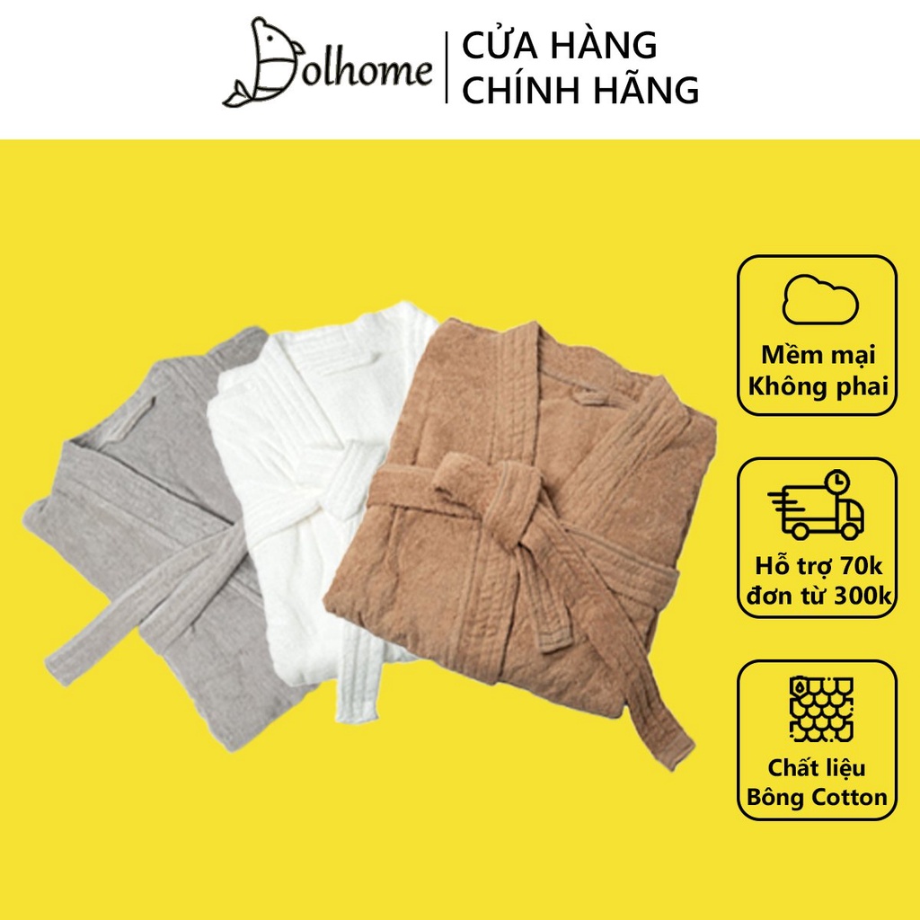 Áo choàng tắm unisex Dolhome 100% sợi bông cotton mềm mại thấm hút nước -23958