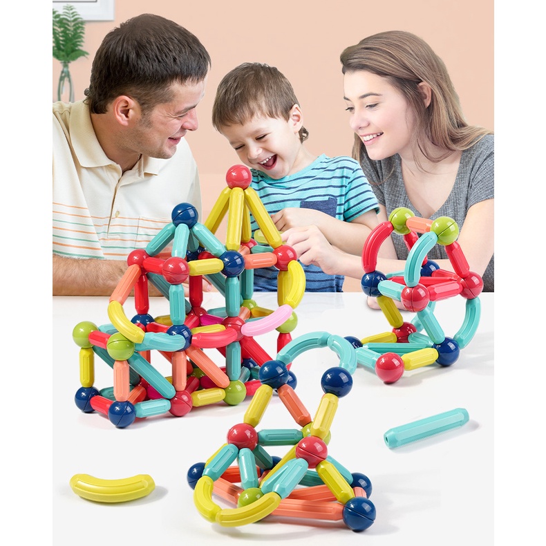 Bộ Đồ Chơi Xếp Hình Học 3D Bằng Nam Châm Cho Bé
