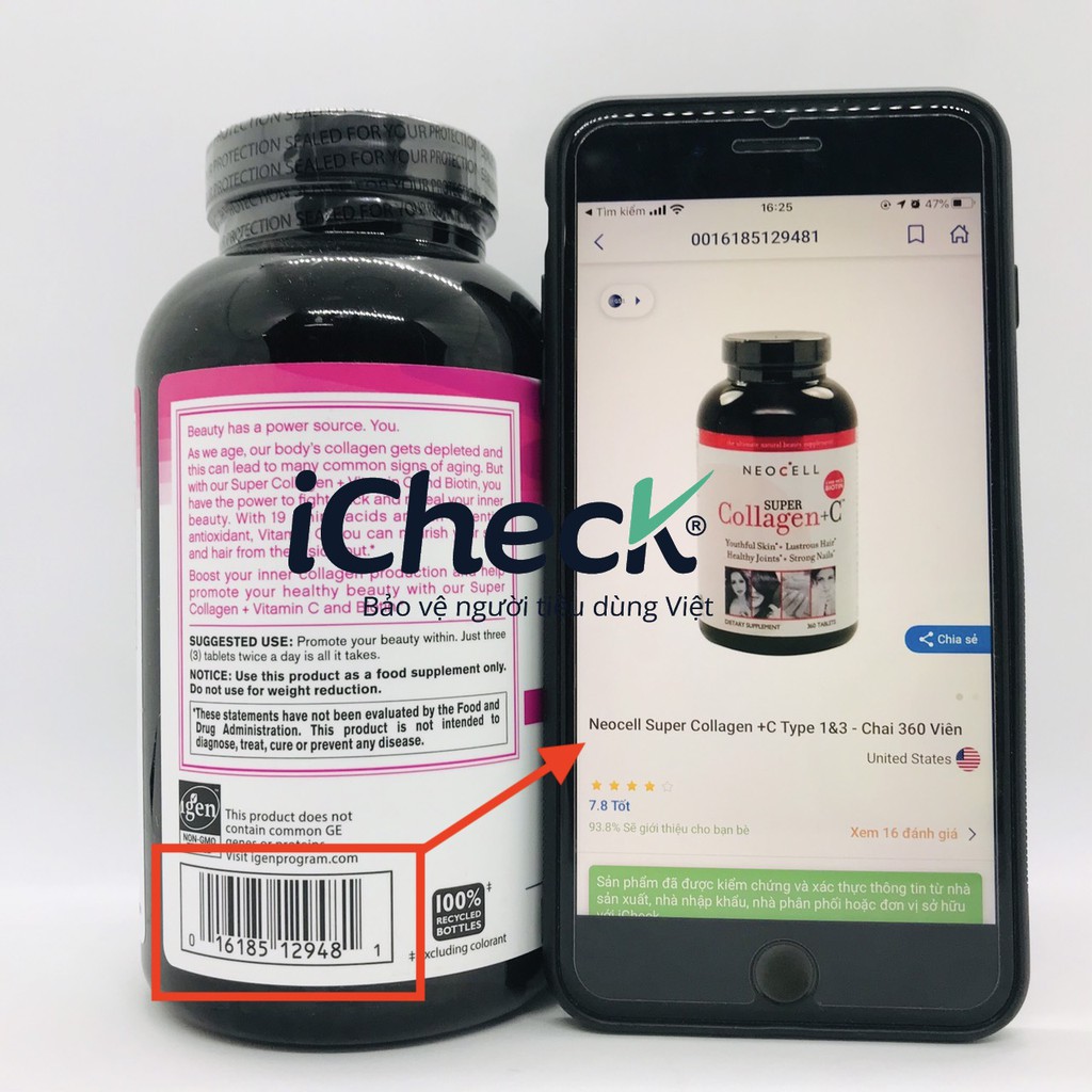 [Mẫu Mới Nhất] Viên Uống Super Collagen Neocell +C 6000 Mg type 1 - 3 Neocell 360 | Thế Giới Skin Care