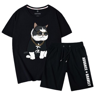 SET BỘ THỂ THAO 🚚 FREESHIP 🚚ĐỒ BỘ NAM IN HÌNH CON MÈO ĐEO MẮT KÍNH SIÊU NGẦU
