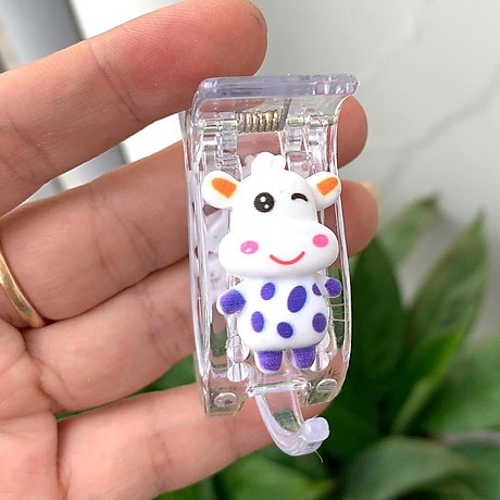 Kẹp Tóc Càng Cua Trong Suốt Bò Sữa Cute (3 răng/5 răng)