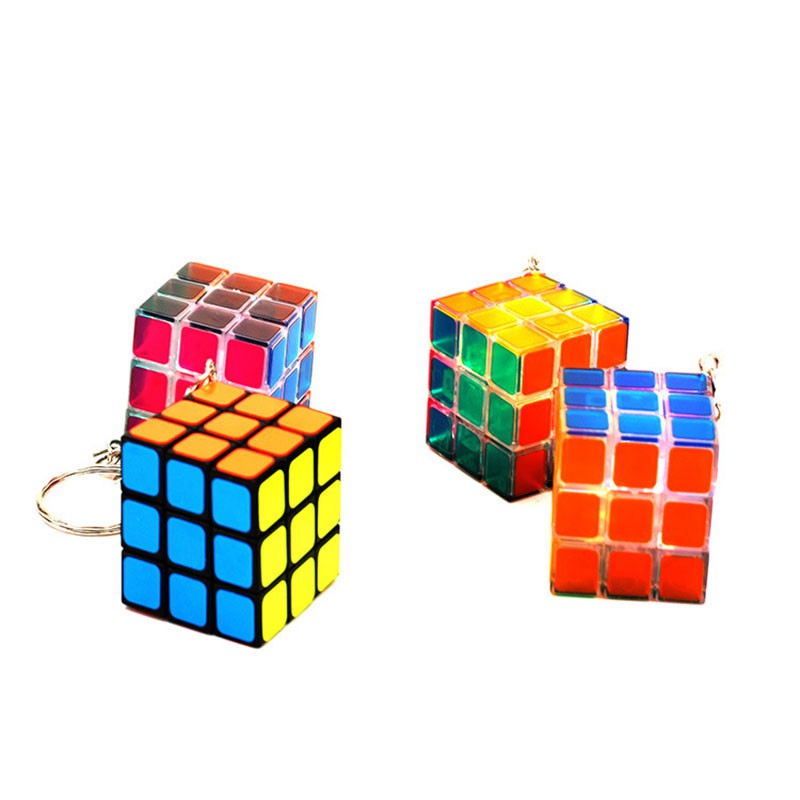 Móc chìa khóa hình khối rubik Mini 3x3 giảm căng thẳng cho bé