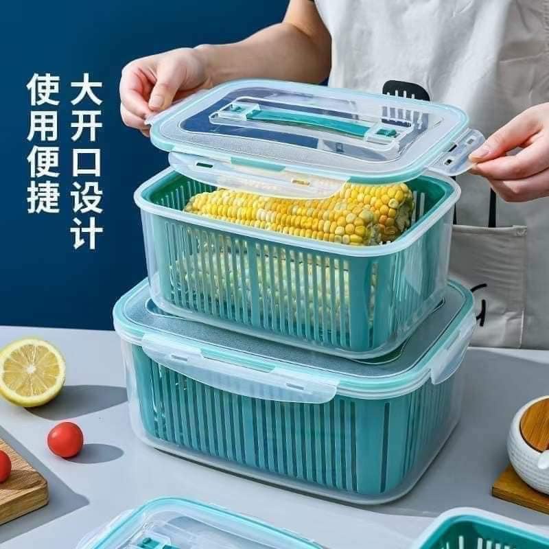 &quot;BỘ 5 HỘP NHỰA ĐỰNG THỰC PHẨM TỦ LẠNH 2 LỚP KÈM NẮP CÓ QUAI KÍN ĐÁO BẢO QUẢN THỨC ĂN TỐT&quot;