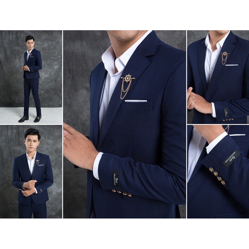 Bộ vest nam,Aó vest nam thời trang ,bộ suit màu xanh than cao cấp lịch lãm cho phái mạnh, com lê blaze