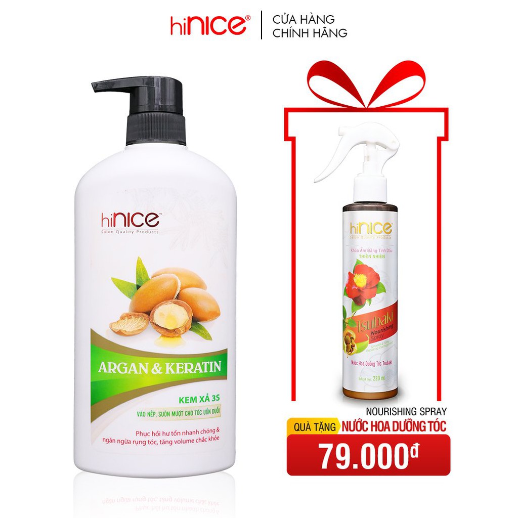 Kem xả 3s hiNice Argan & Keratin vào nếp suôn mượt dành cho tóc uốn duỗi 620g – Bảo Hành 100%