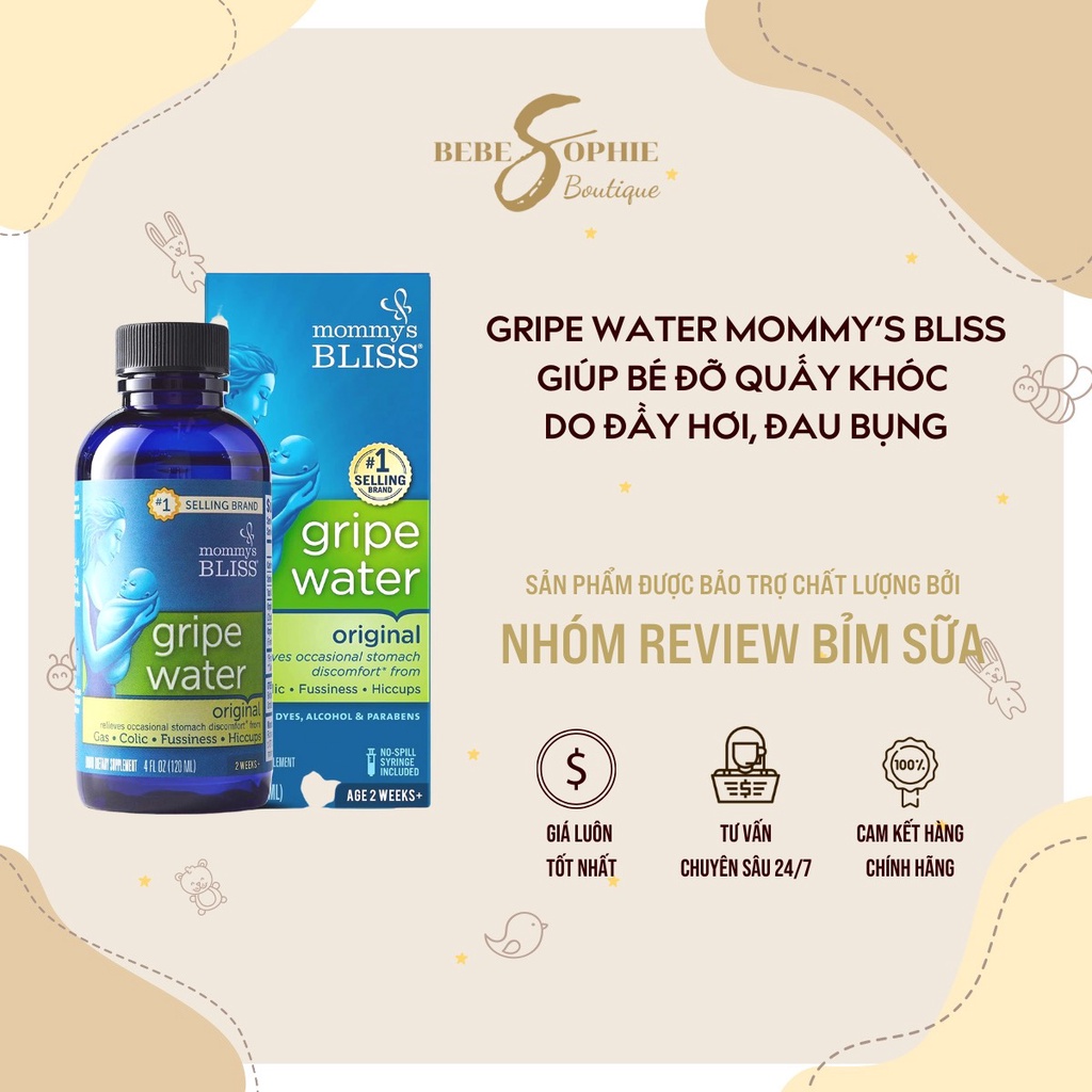 Nước tiêu ga Gripe Water Mommy’s Bliss  giúp bé đỡ quấy khóc do đầy hơi, đau bụng