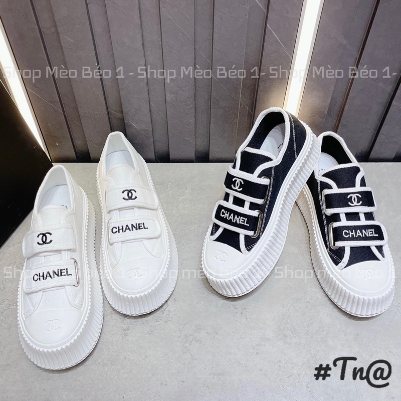 Giày thể thao slip on quai dán viền pha đế cao fullbox