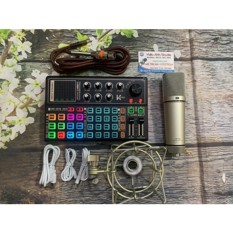 combo bộ thu âm Soundcard k300 autotune và mic AQTA U87 chuyên nghiệp