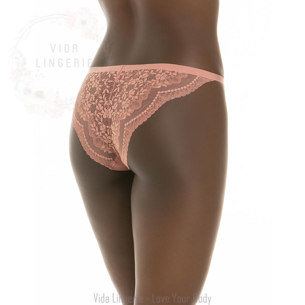 Quần lót không đường viền phối ren dáng tanga xuất dư