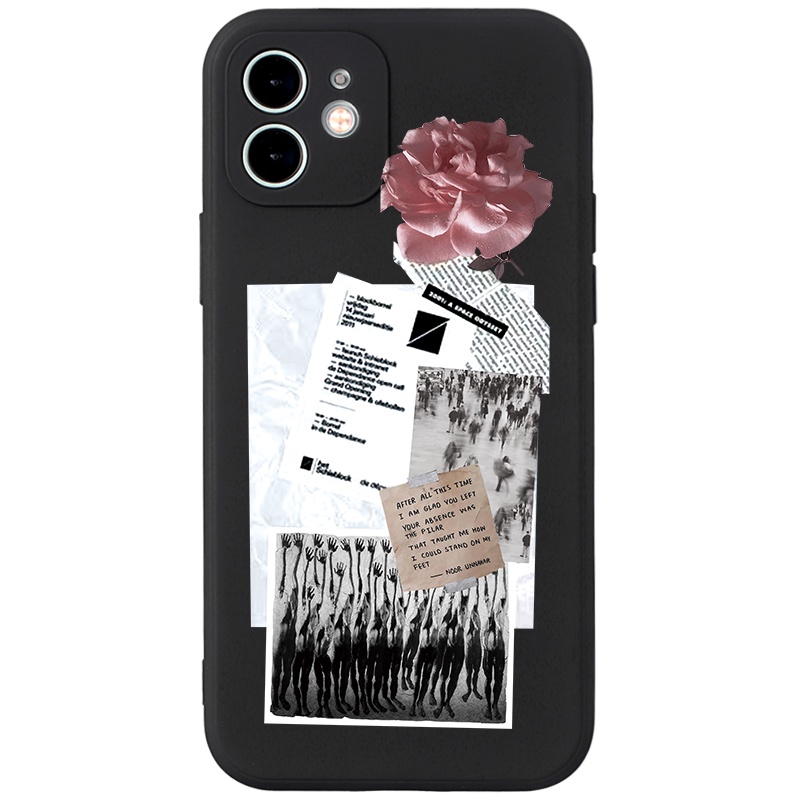 Ốp lưng JURSUE mềm chống bẩn hình dễ thương đẹp đen cho iPhone 13 12 11 Pro Max SE 2020 X XR XS 8 7 ip 6S 6 Plus Y1772