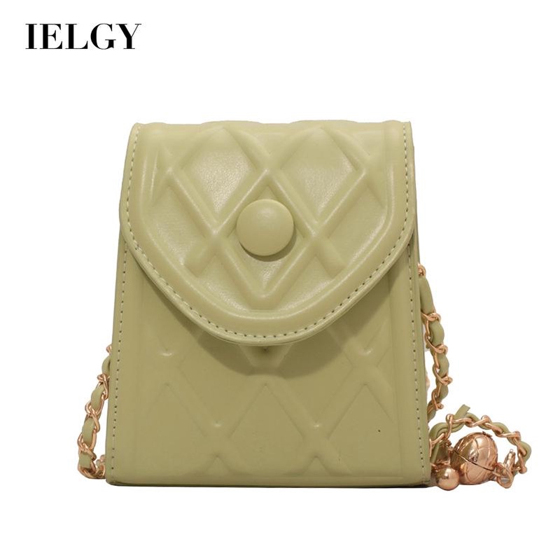 Túi đeo vai IELGY hình vuông màu trơn phối dây xích thời trang dành cho nữ