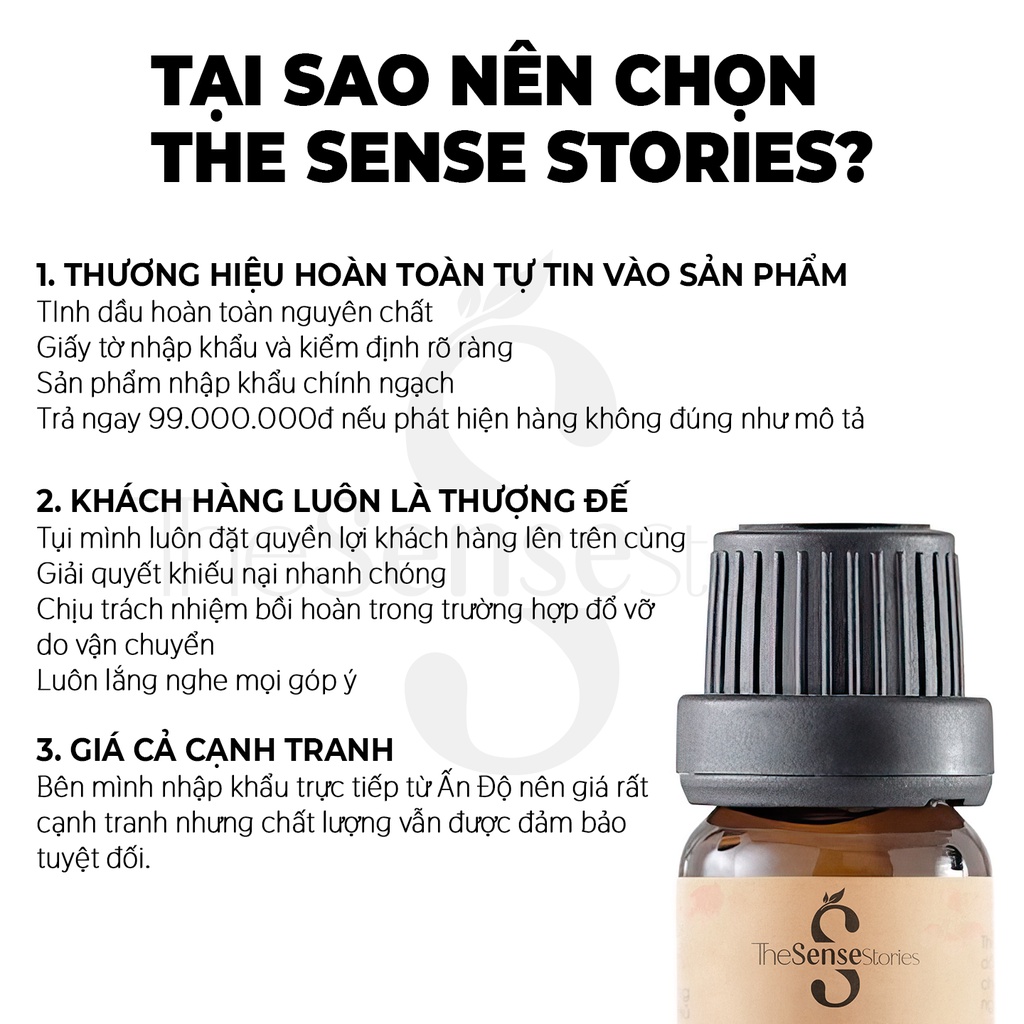 Tinh dầu thiên nhiên nguyên chất treo xe oto, thơm phòng The Sense Stories