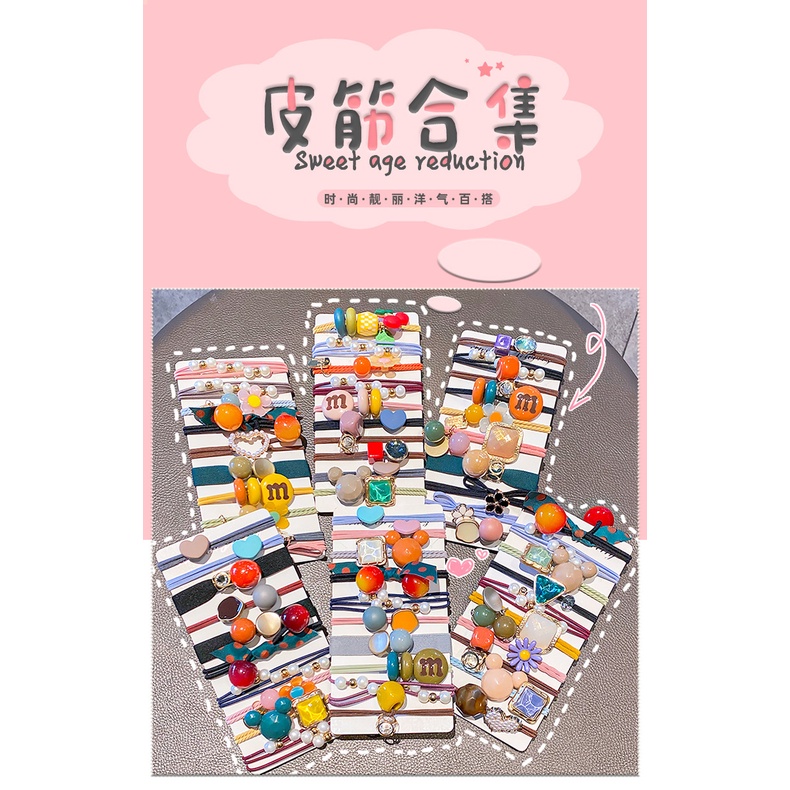 Set 13 Dây Buộc Tóc Sắc Màu Kẹo Ngọt Cho Bé Gái