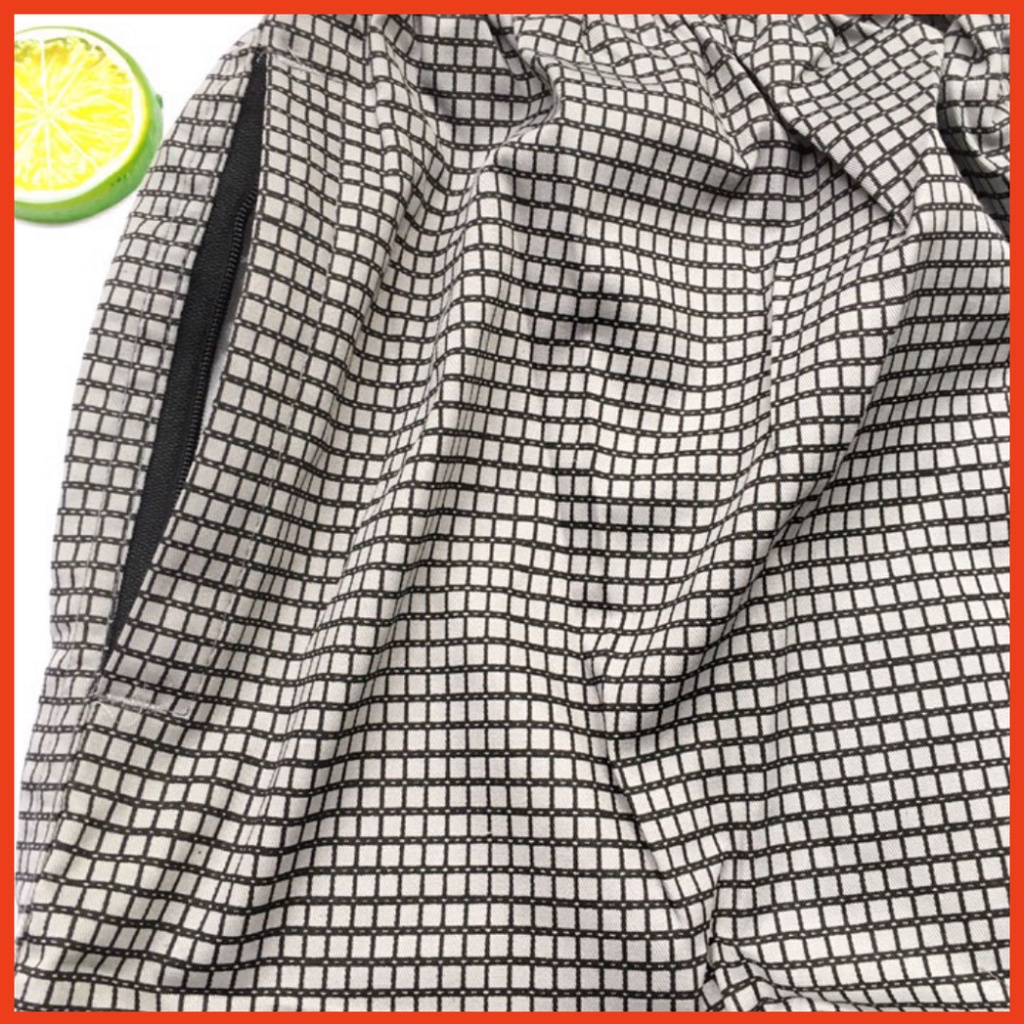 Quần đùi nam từ 50-80kg Quần lửng nam vải kate mềm đẹp - NHIỀU HỌA TIẾT CARO - QDN24 cao cấp