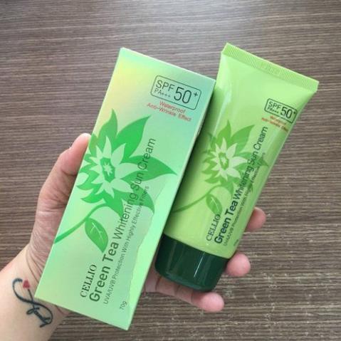 Kem chống nắng trà xanh Cellio Green Tea Whitening Sun Cream SPF 50+