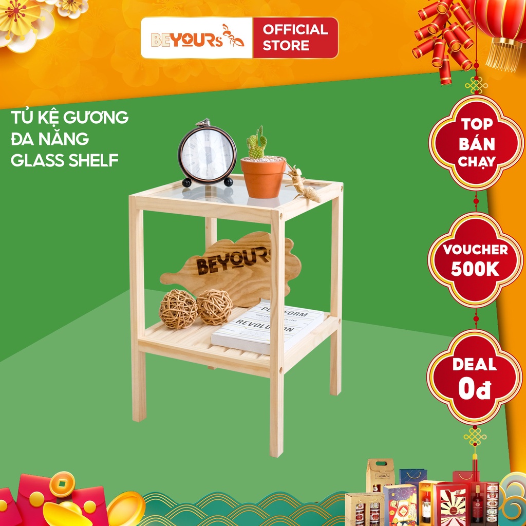 Tủ Kệ Đầu Giường Gỗ BEYOURs Đa Năng GlassShelf Nội Thất Lắp Ráp Phòng Ngủ