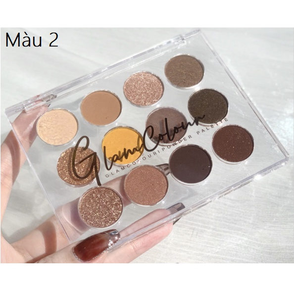 Bảng phấn nhũ mắt Glam Colour 12 ô vỏ trong suốt