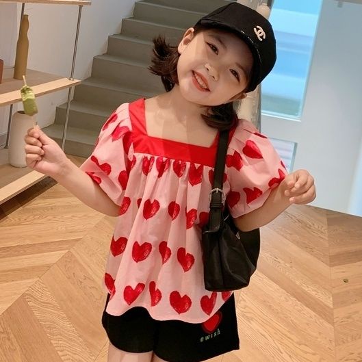 Áo Thun Cotton Cổ Tròn Tay Ngắn Phồng Thoải Mái Thời Trang Mùa Hè Kiểu Pháp Cho Bé Gái