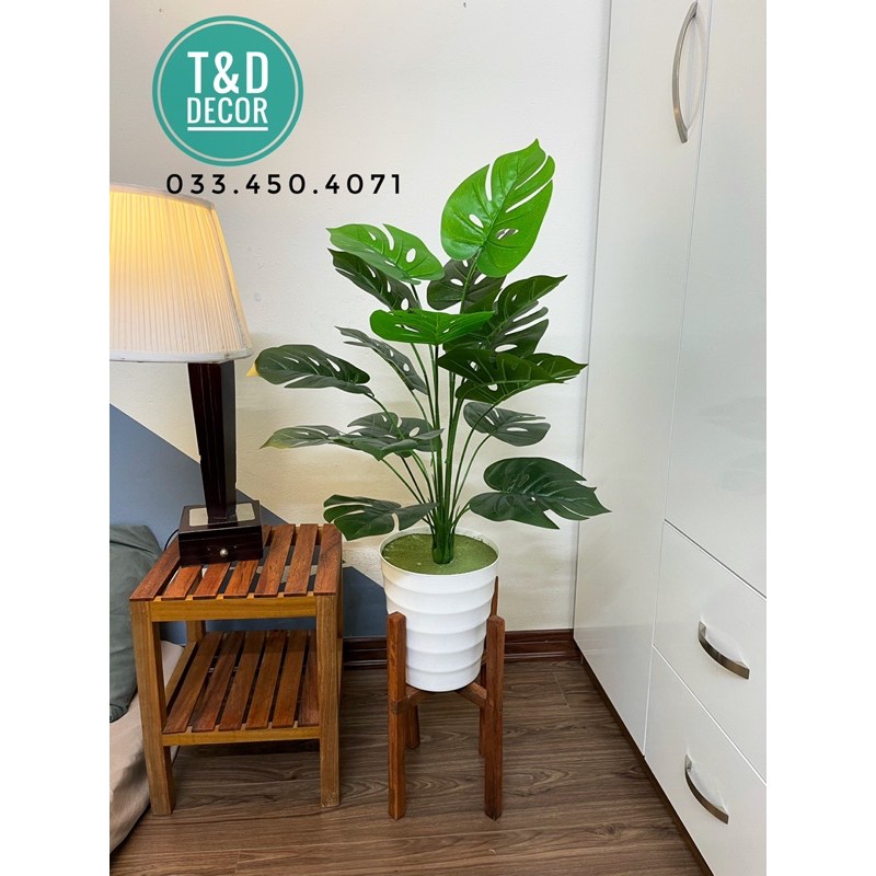 Cây giả-Cây trầu bà lá xẻ monstera 75cm