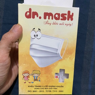 (1 hộp 20c)) Khẩu trang y tế 3 lớp trẻ em Dr. Mask kháng khuẩn.