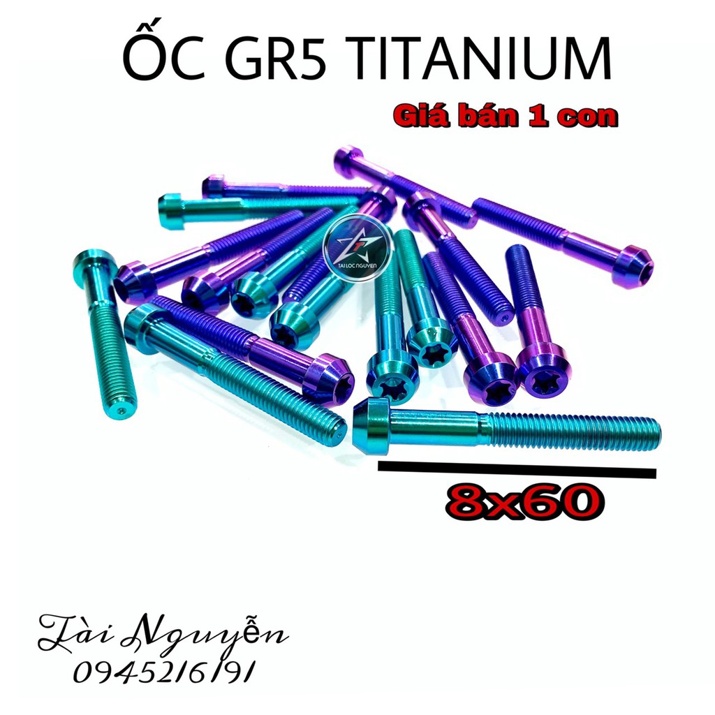 ỐC GR5 TITANIUM SIZE 8x60 - GIÁ BÁN 1 CON