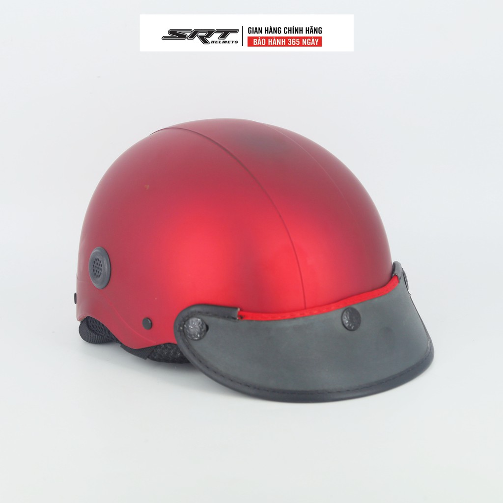 Mũ bảo hiểm nửa đầu SRT - Mũ kiểu sơn có lỗ thông gió - Màu đỏ đô