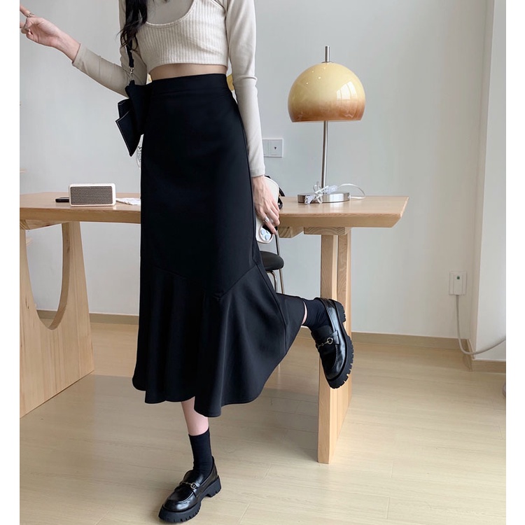 Chân váy midi chữ A eo cao phong cách mới trẻ trung nữ tính 48529