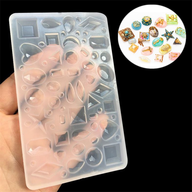 Gem Silicone Khuôn Crystal Epoxy AB Keo UV Keo DIY Công cụ Hoa khô Trang sức Chất liệu Mặt dây Bông tai