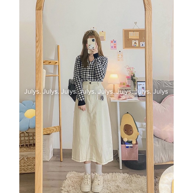 Áo len dáng lửng kẻ ô (ảnh thật shop chụp kèm video cận chất)