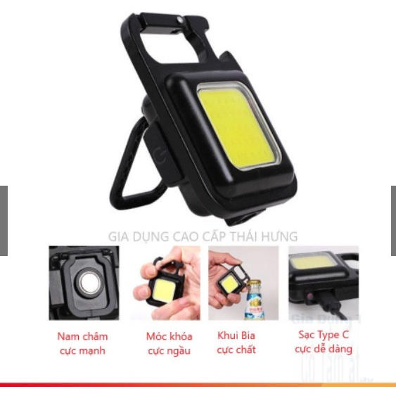 Đèn Led Mini Siêu Sáng Sạc USB Hình Móc Khóa (6* 4,2cm)