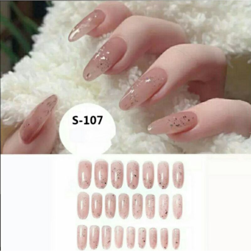 COMBO 24 MÓNG TAY GIẢ THỜI TRANG &amp; KEO DÁN MÓNG S-107