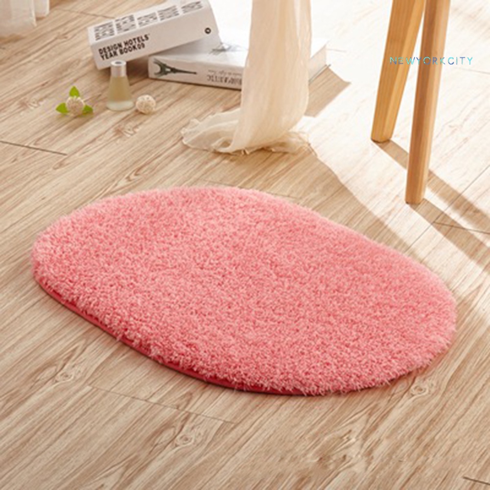 Thảm lót cửa chùi chân Lông Nhung Chống Trượt Hình Oval Thấm Hút Nước