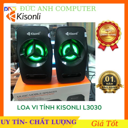 Loa vi tính Kisonli L-3030 có đèn led 7 Màu Thay Đổi - bass mạnh (Đen)- Hàng Chính Hãng- Bảo Hành 12 Tháng