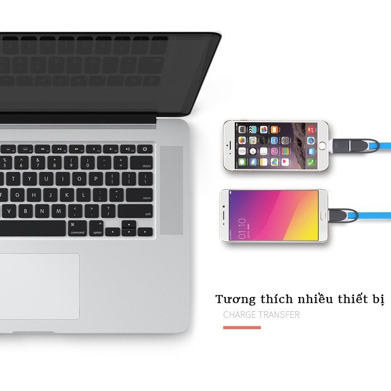 Dây cáp sạc đôi 2 trong 1 cho cả ĐT IPvà Androi