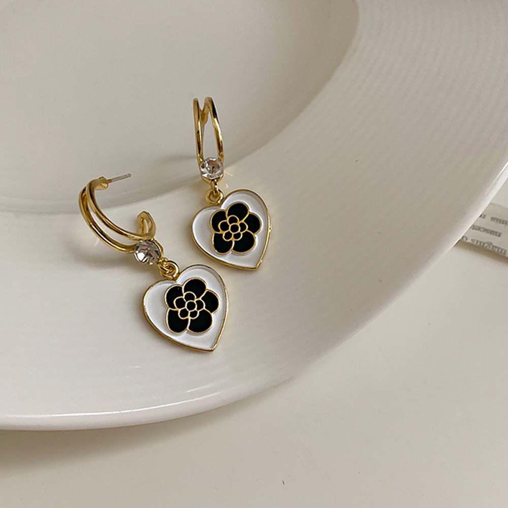 Bông Tai VANES1 Hình Hoa Trà Đen Phong Cách Hàn Quốc Thời Trang