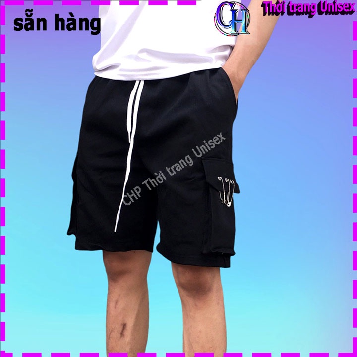[HÀNG TREND 2021] Quần Short túi hộp unisex NAM NỮ KHÓA TRÒN PHỐI 3 KHUYÊN chất kaki dầy co giãn