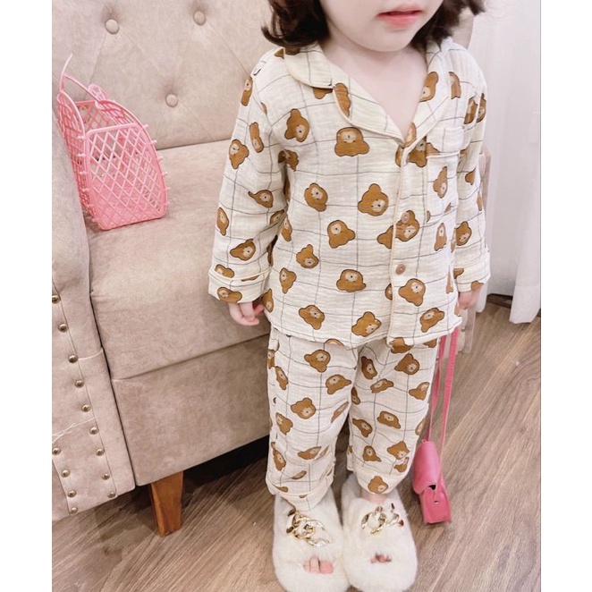 Bộ pijama  đũi xốp loại 1 size đại cho bé