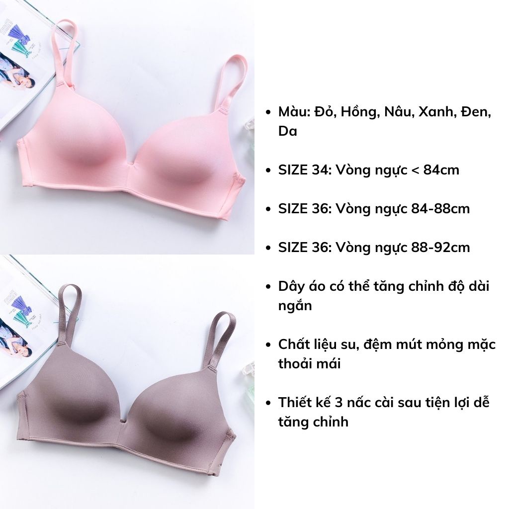 Áo ngực không gọng su nữ mút mỏng, áo lót nâng ngực đẹp DOPICO A799