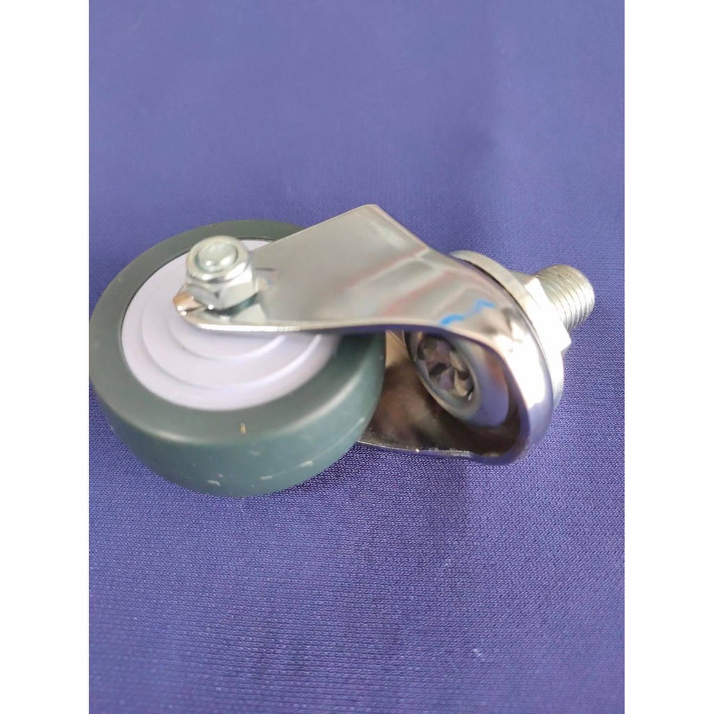 Bánh xe đẩy cao su tổng hợp xám tải nhẹ cọc vít xoay 360 độ - 50-65-75mm - Happy Move Thái Lan
