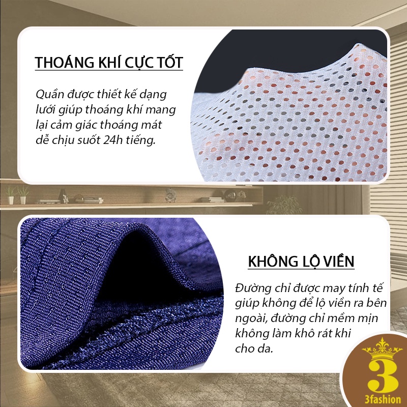 Combo Quần Lót Boxer Nam Vải Lưới Cao Cấp Mềm Mịn Thoáng Khí Kháng Khuẩn Chuẩn Y Tế - MSP L118