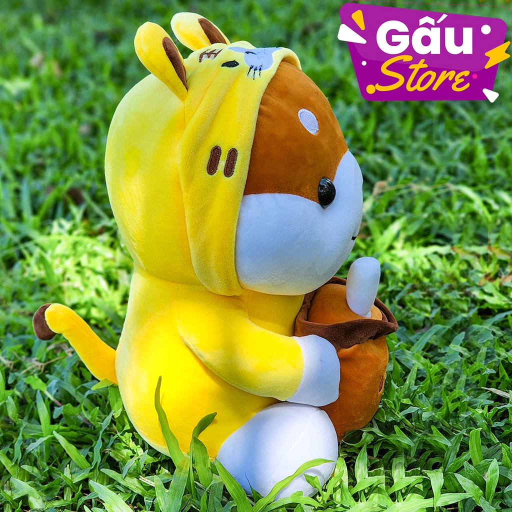 Gấu Bông Chó ShiBa Cosplay Hổ ôm Trà Sữa Cute Phô Mai Que Siêu Mềm Mịn- Thú Nhồi Bông