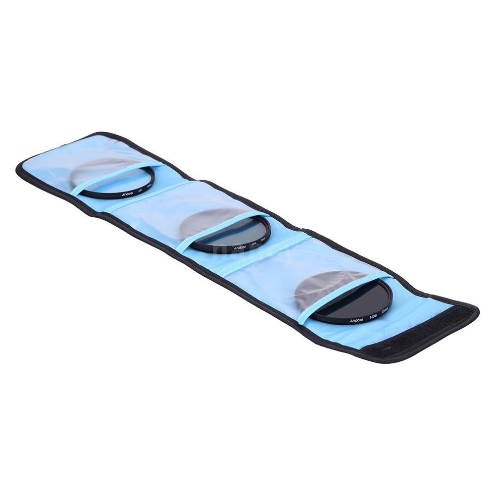 Bộ kính lọc tròn 72mm UV+CPL+ND8 phân cực ND8 Andoer có túi đựng cho Nikon Canon