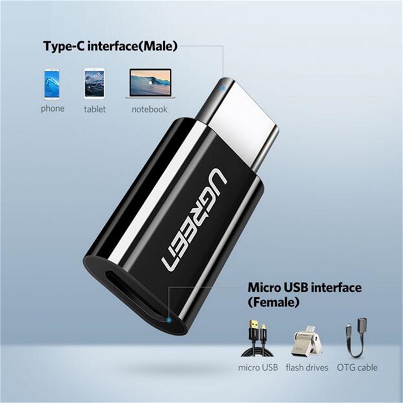 Đầu chuyển đổi cổng Mini Micro USB sang type C cho Samsung Huawei Sony Xiaomi chất lượng cao