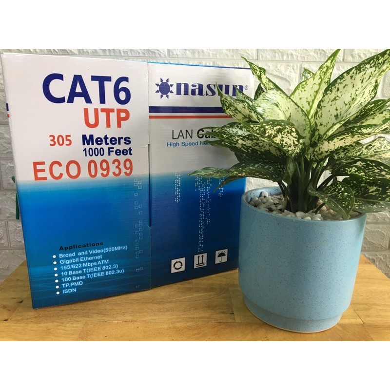 Dây mạng UTP Cat6 Nasun ECO 0939 (Loại kinh tế, Hàng chuẩn 305m)-Đường kính lõi 0.53mmCCA